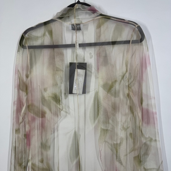 Marilyn Sheer Floral Mesh Tunic Cardigan Size 1 Lightweight Romantic - Picture 8 of 12